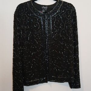 Vintage JMD NewYork Black Beaded Jacket Size XL NWT